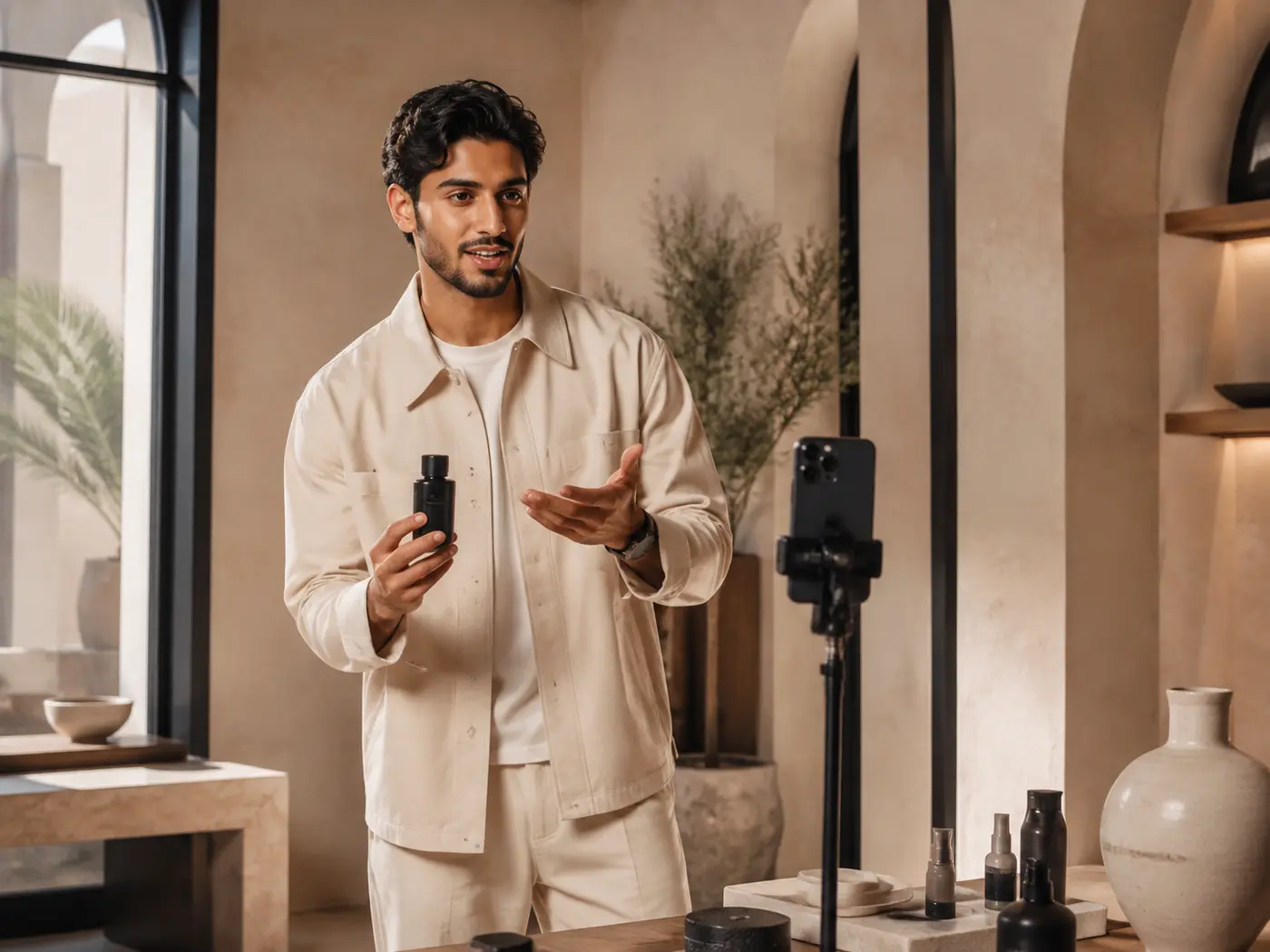 Faisal, a Saudi creator filming brand content