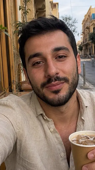 Shami creator filming an iced coffee in Beirut